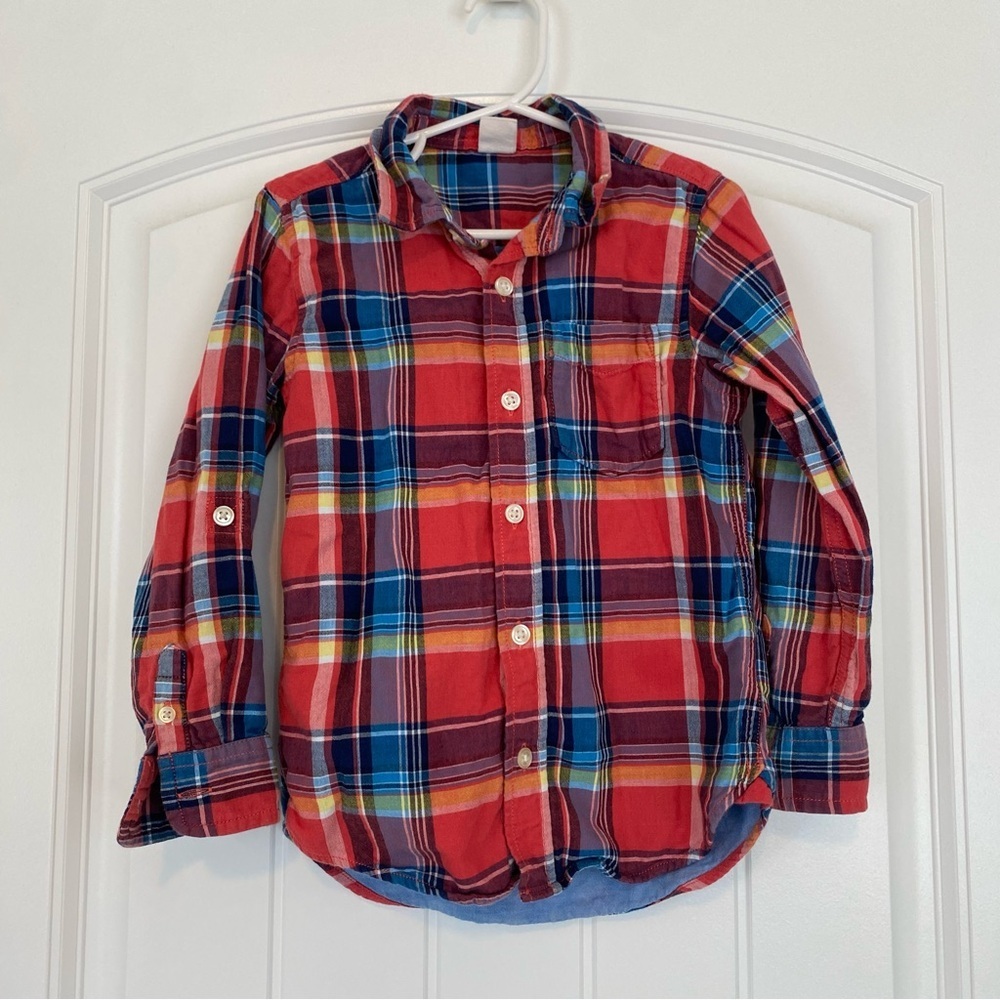 Baby Gap Red White & Blue Checkered Button Down Shirt Size 5